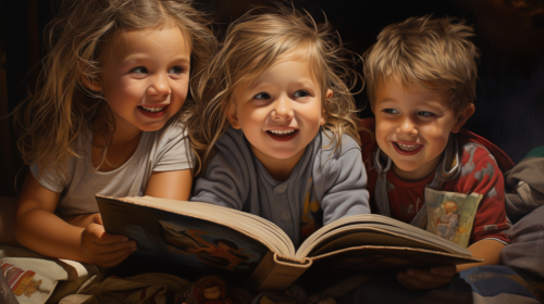 ki_3_quadro_four_children_boys_and_girls_of_different_ages_sitting_o_b0b72c8e-a609-4bb2-b599-a5b9c59d0508.png